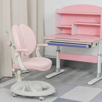RXC0 핑크 틸팅 데스크톱 작은 공간 밀도 보드 핸드 드라이브 어린이 키 조절 가능한 스터디 책상 및 의자